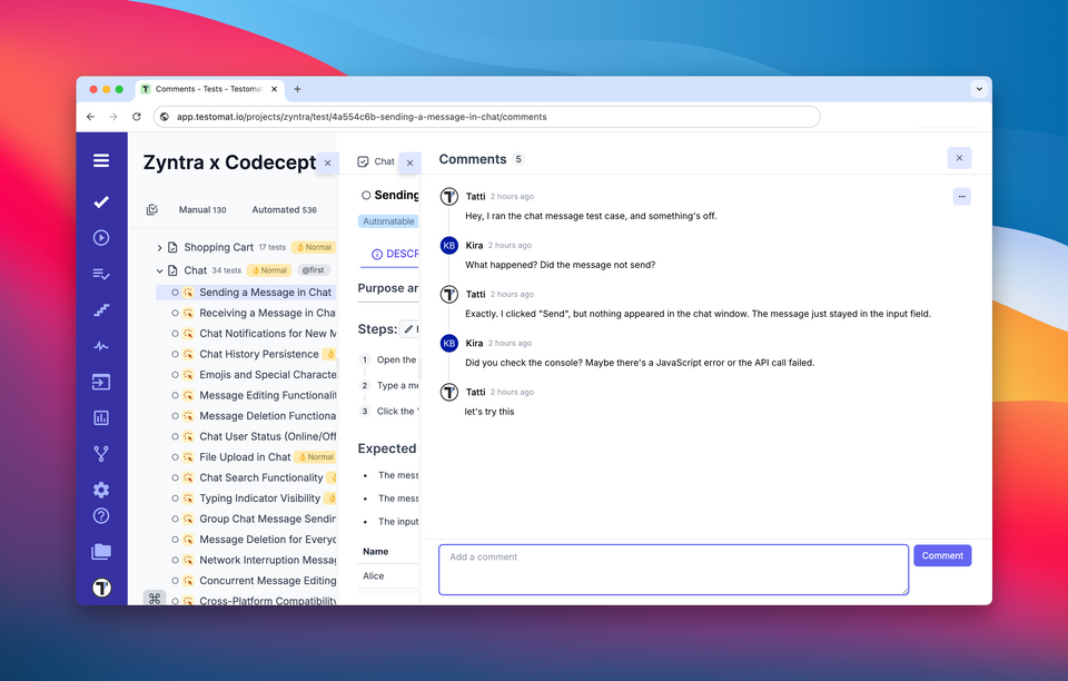 Test Comments, Relaunch Updates & UI Improvements